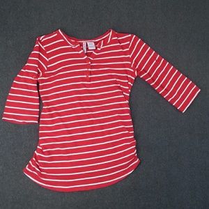 Cheery Mom's the Word Maternity Red Stripe Top S